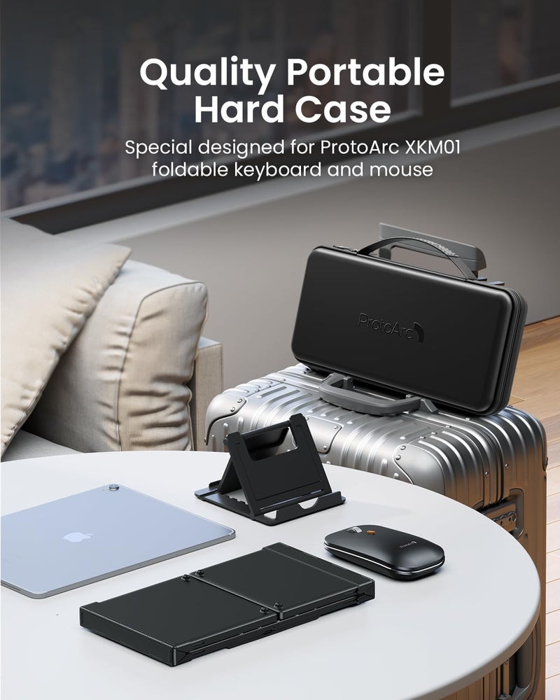 ProtoArc Foldable Keyboard and Mouse, XKM01 True Full-Size Folding Bluetooth Keyboard Mouse Combo for Business Travel, a Portable Office Suite On-The-Go, Compatible with Laptop iPad Tablet - Black - Image 3